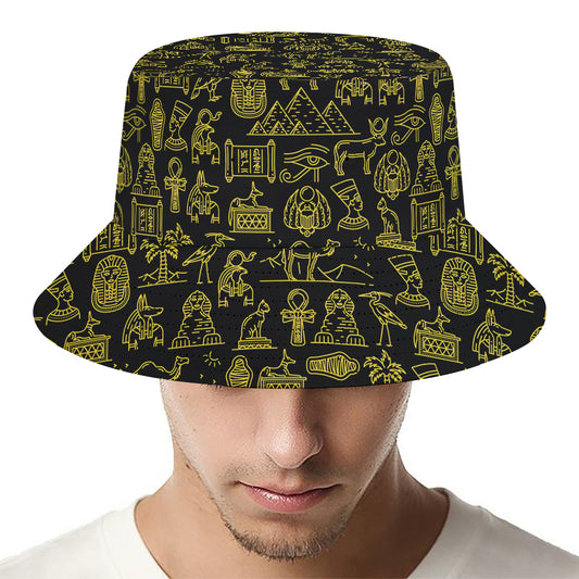 Egyptian Symbols Pattern Print Bucket Hat