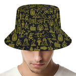 Egyptian Symbols Pattern Print Bucket Hat