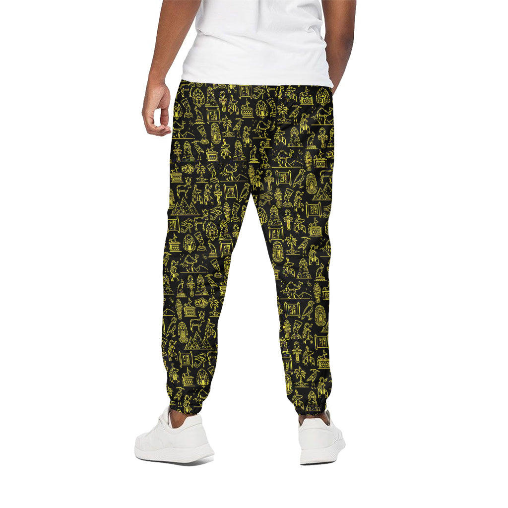 Egyptian Symbols Pattern Print Cotton Pants