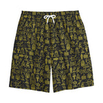 Egyptian Symbols Pattern Print Cotton Shorts