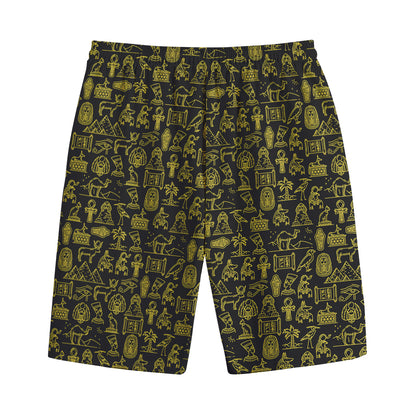 Egyptian Symbols Pattern Print Cotton Shorts