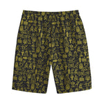 Egyptian Symbols Pattern Print Cotton Shorts