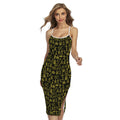 Egyptian Symbols Pattern Print Cross Back Cami Dress