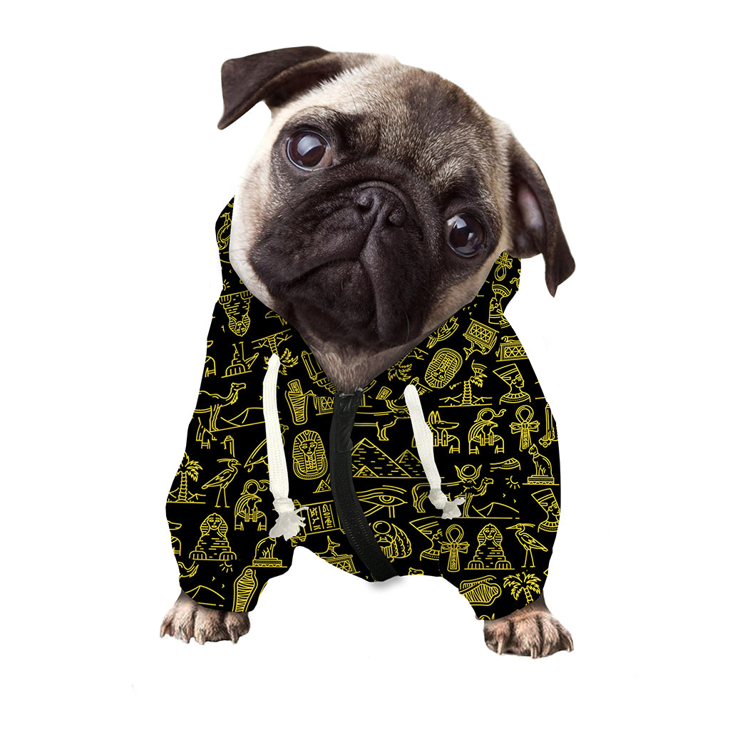 Egyptian Symbols Pattern Print Dog Zip Up Hoodie