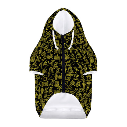 Egyptian Symbols Pattern Print Dog Zip Up Hoodie