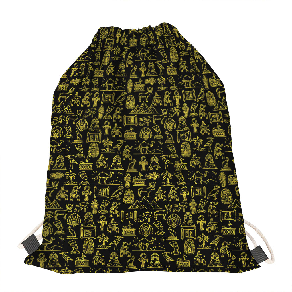 Egyptian Symbols Pattern Print Drawstring Bag