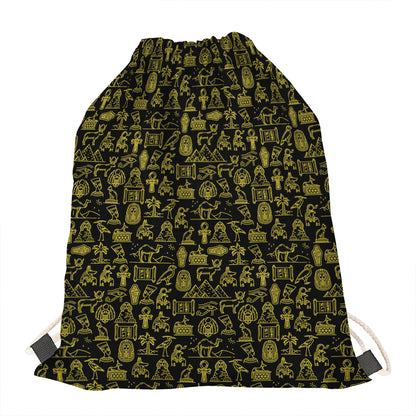 Egyptian Symbols Pattern Print Drawstring Bag