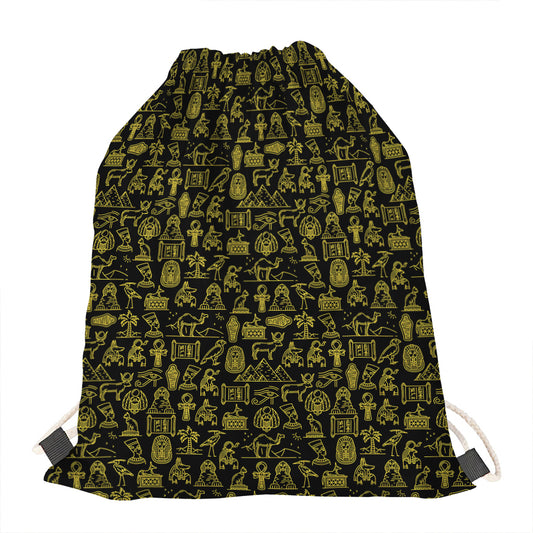 Egyptian Symbols Pattern Print Drawstring Bag