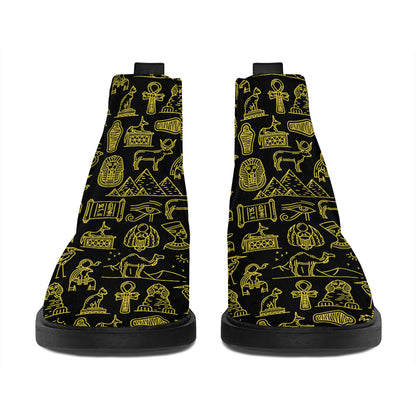 Egyptian Symbols Pattern Print Flat Ankle Boots
