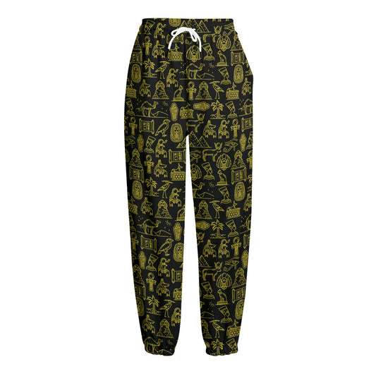 Egyptian Symbols Pattern Print Fleece Lined Knit Pants