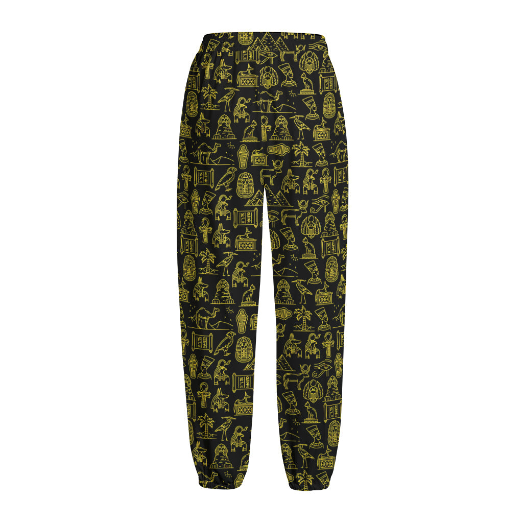 Egyptian Symbols Pattern Print Fleece Lined Knit Pants