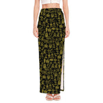 Egyptian Symbols Pattern Print High Slit Maxi Skirt
