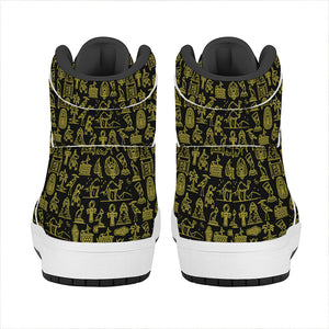 Egyptian Symbols Pattern Print High Top Leather Sneakers