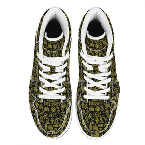 Egyptian Symbols Pattern Print High Top Leather Sneakers