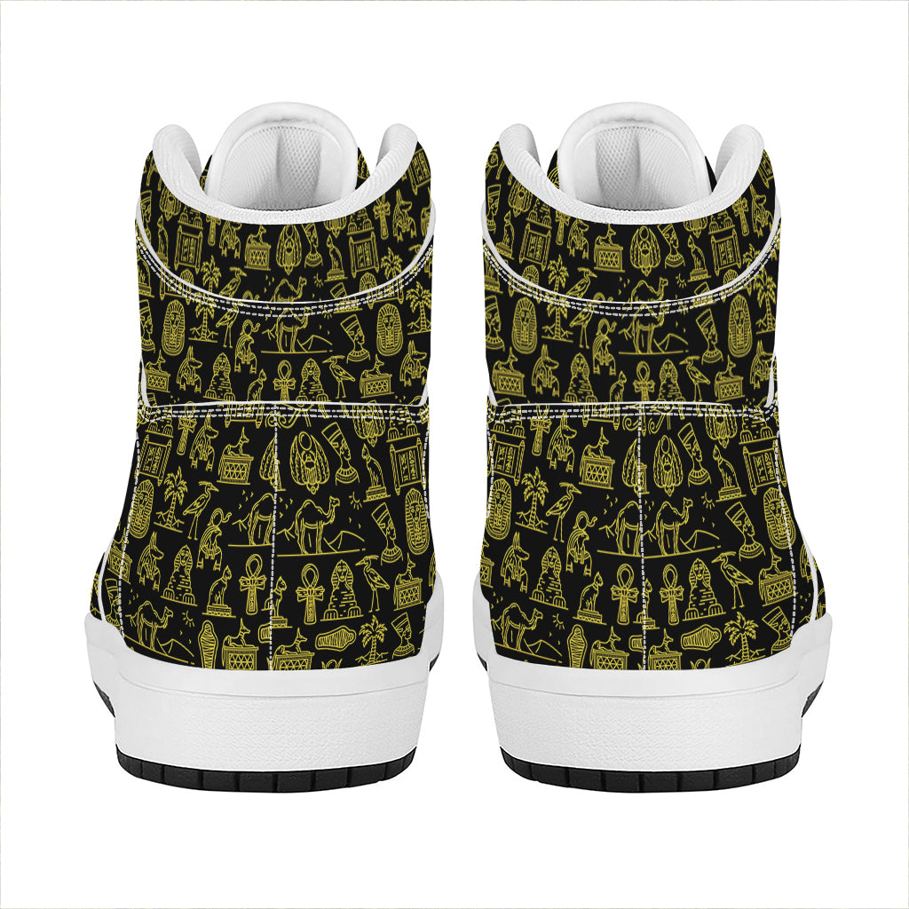 Egyptian Symbols Pattern Print High Top Leather Sneakers