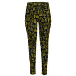 Egyptian Symbols Pattern Print High-Waisted Pocket Leggings