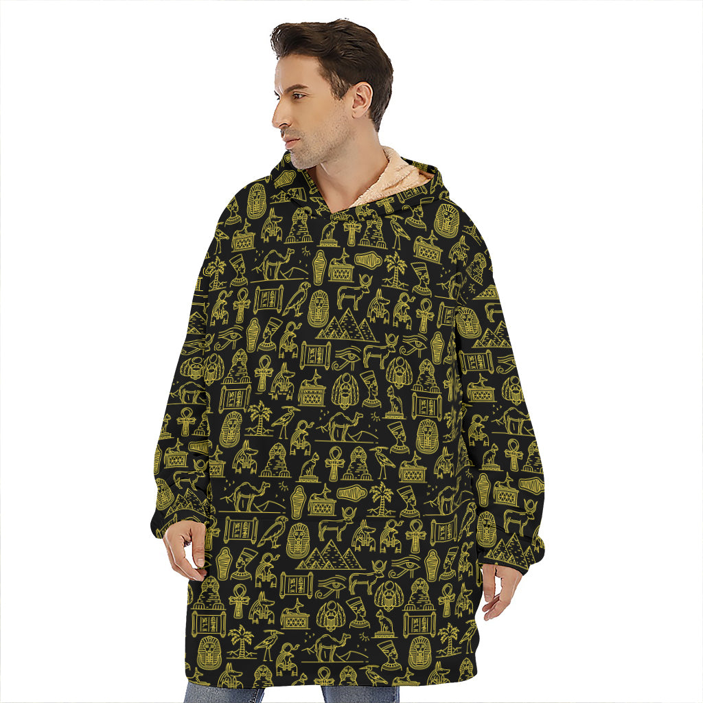 Egyptian Symbols Pattern Print Hoodie Blanket