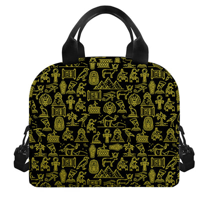 Egyptian Symbols Pattern Print Insulated Lunch Bag