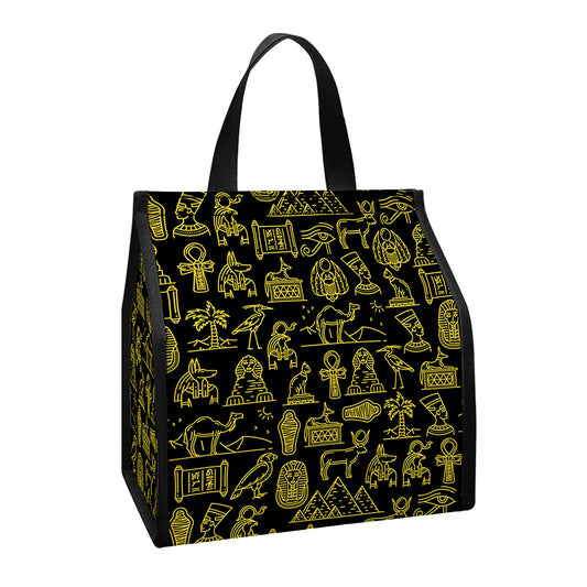Egyptian Symbols Pattern Print Insulated Lunch Tote