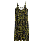 Egyptian Symbols Pattern Print Jersey Midi Cami Dress