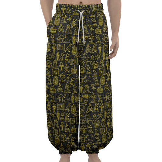 Egyptian Symbols Pattern Print Lantern Pants