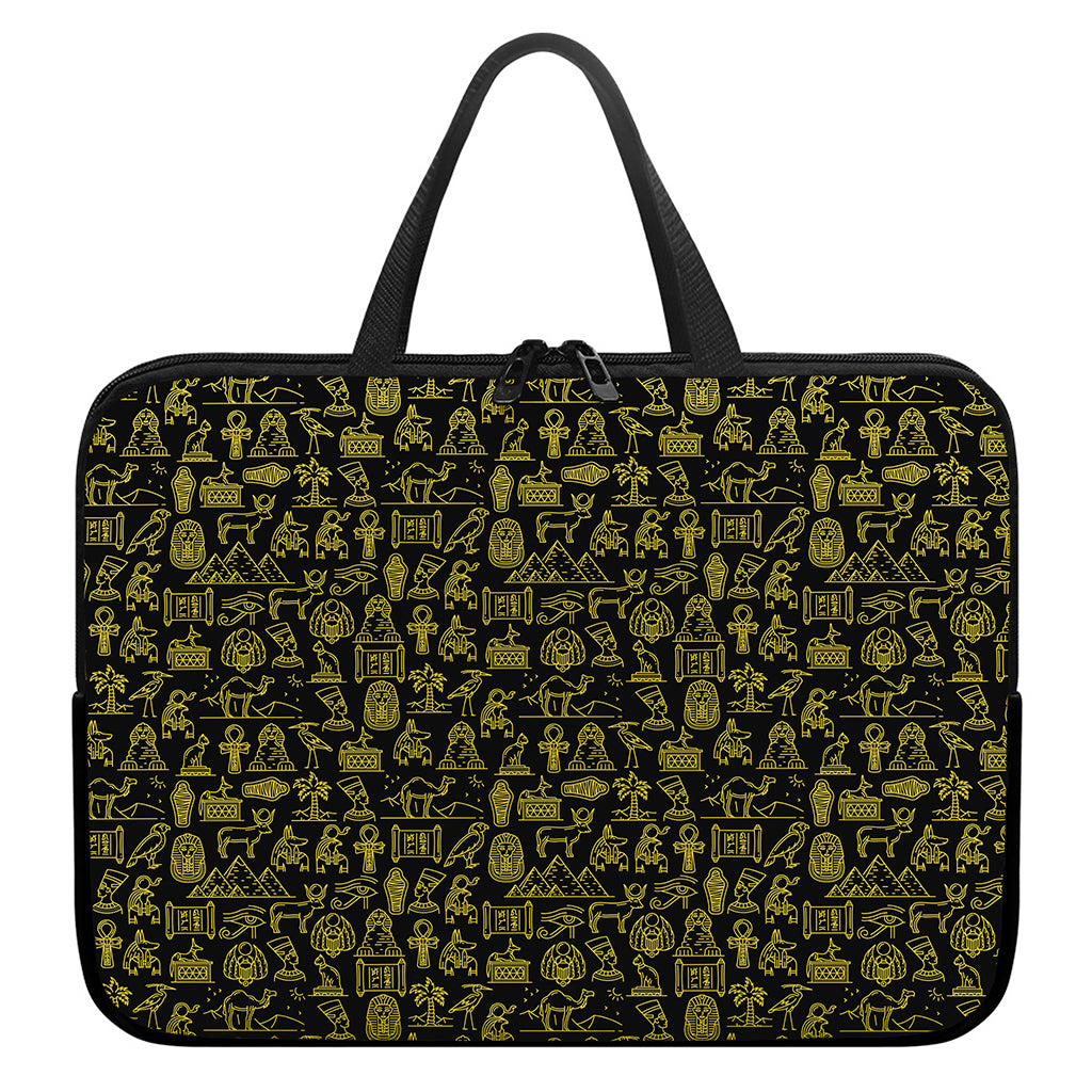 Egyptian Symbols Pattern Print Laptop Sleeve With Handle