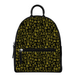 Egyptian Symbols Pattern Print Leather Backpack