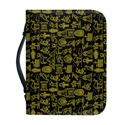 Egyptian Symbols Pattern Print Leather Bible Cover