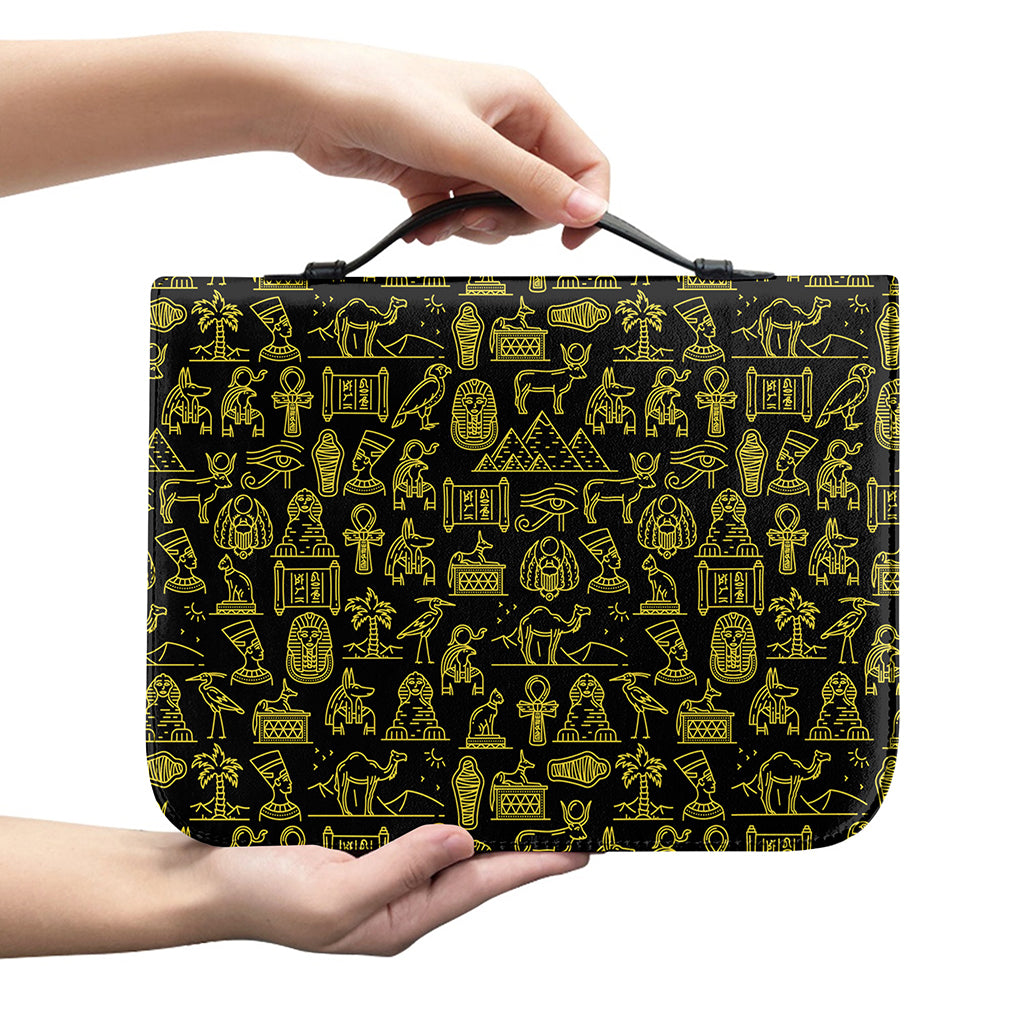 Egyptian Symbols Pattern Print Leather Bible Cover