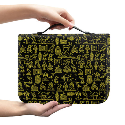 Egyptian Symbols Pattern Print Leather Bible Cover