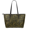 Egyptian Symbols Pattern Print Leather Tote Bag With Zipper