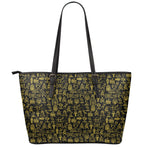 Egyptian Symbols Pattern Print Leather Tote Bag