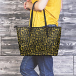 Egyptian Symbols Pattern Print Leather Tote Bag