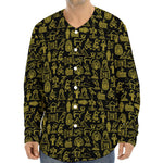 Egyptian Symbols Pattern Print Long Sleeve Baseball Jersey
