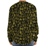 Egyptian Symbols Pattern Print Long Sleeve Baseball Jersey