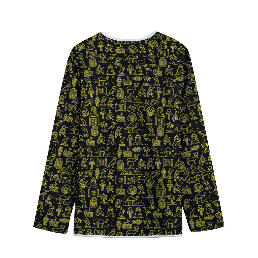 Egyptian Symbols Pattern Print Long Sleeve Short Coat