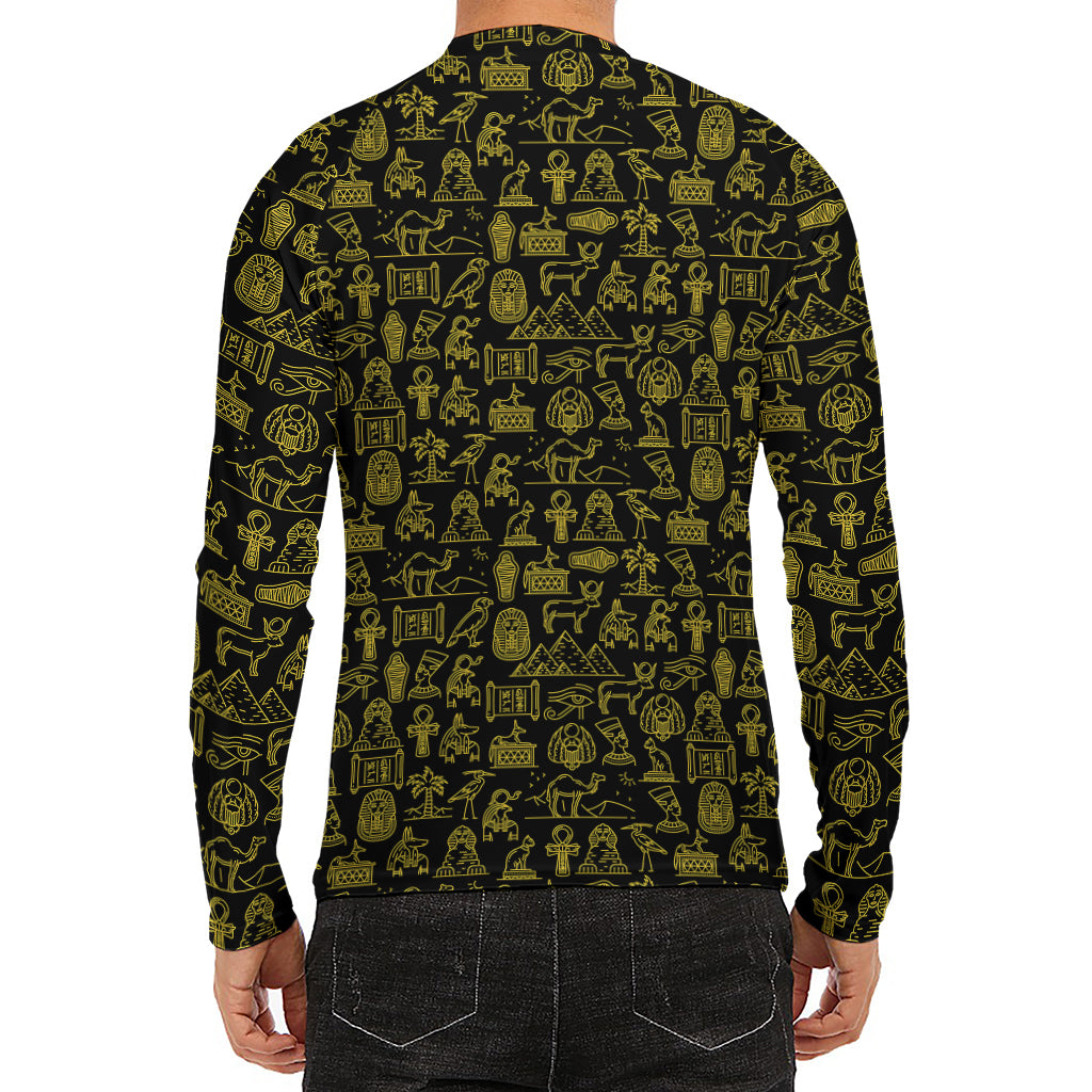 Egyptian Symbols Pattern Print Men's Long Sleeve Rash Guard