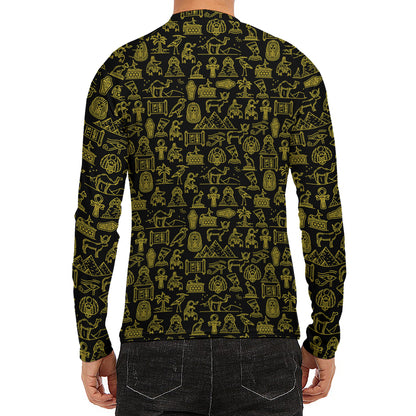 Egyptian Symbols Pattern Print Men's Long Sleeve Rash Guard