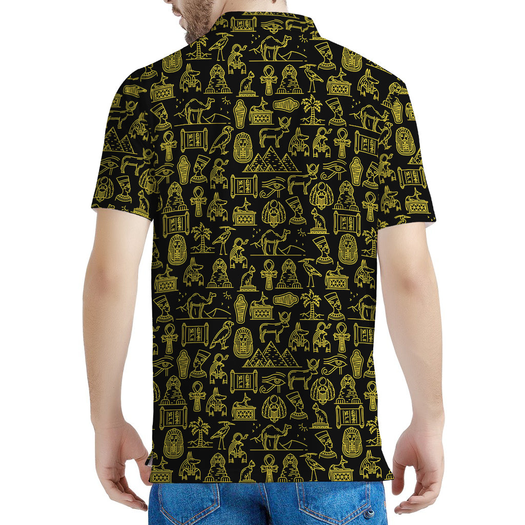 Egyptian Symbols Pattern Print Men's Polo Shirt