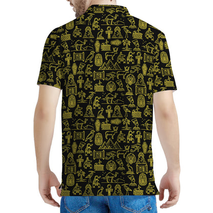 Egyptian Symbols Pattern Print Men's Polo Shirt