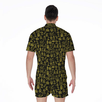 Egyptian Symbols Pattern Print Men's Rompers