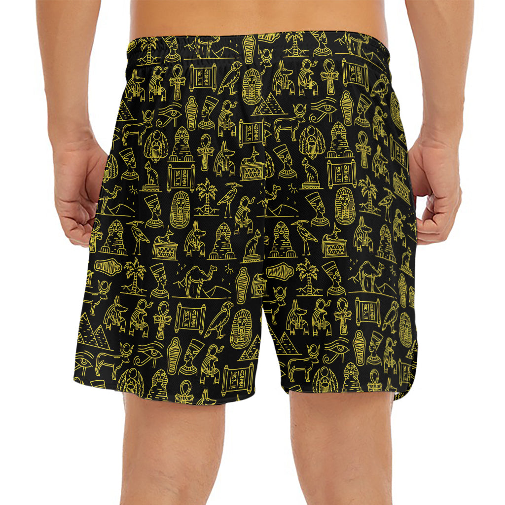 Egyptian Symbols Pattern Print Men's Split Running Shorts