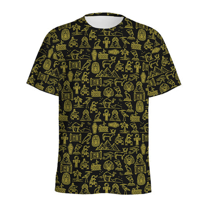 Egyptian Symbols Pattern Print Men's Sports T-Shirt