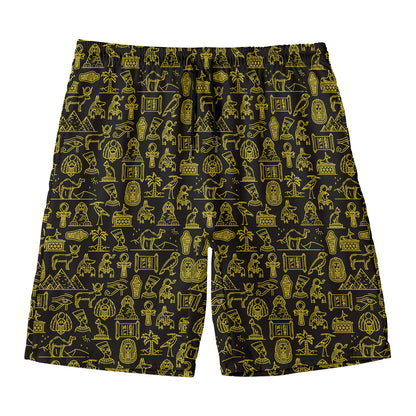 Egyptian Symbols Pattern Print Men's Swim Trunks