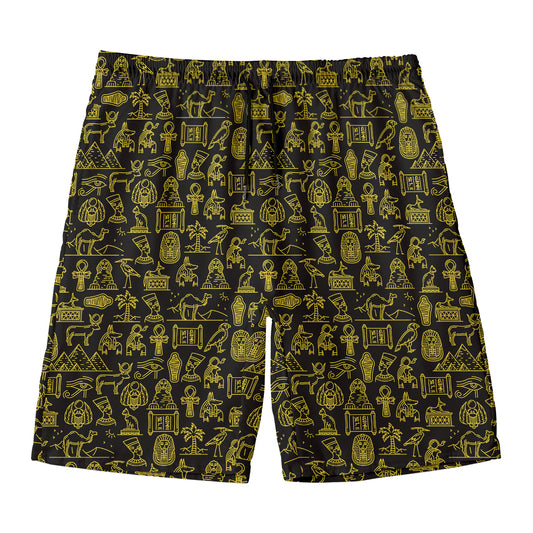 Egyptian Symbols Pattern Print Men's Swim Trunks