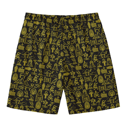 Egyptian Symbols Pattern Print Men's Swim Trunks