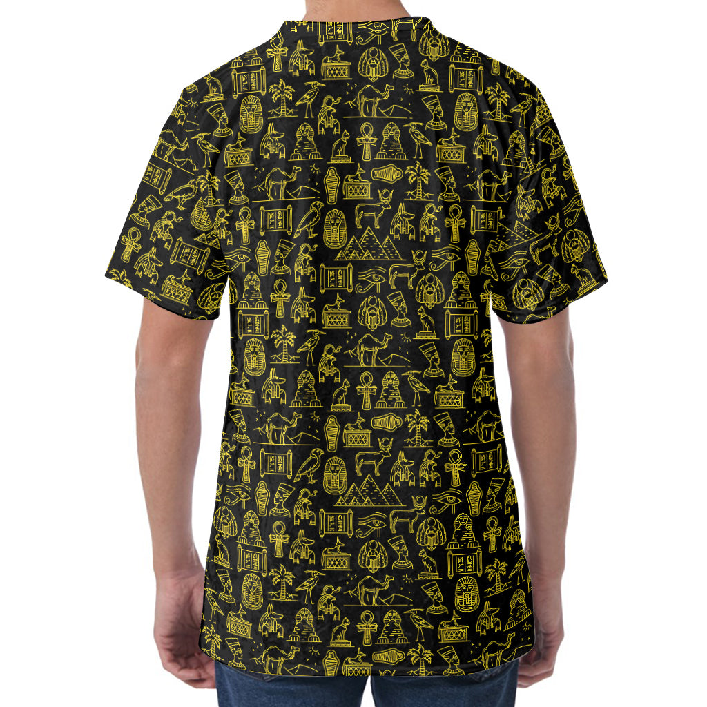Egyptian Symbols Pattern Print Men's Velvet T-Shirt