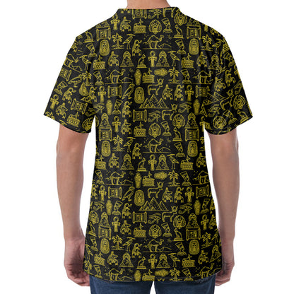 Egyptian Symbols Pattern Print Men's Velvet T-Shirt