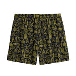 Egyptian Symbols Pattern Print Mesh Shorts