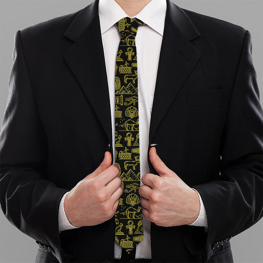 Egyptian Symbols Pattern Print Necktie